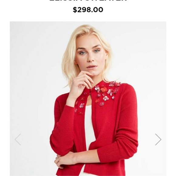 Elie Tahari Red Embellished cardigan - Picture 4 of 9